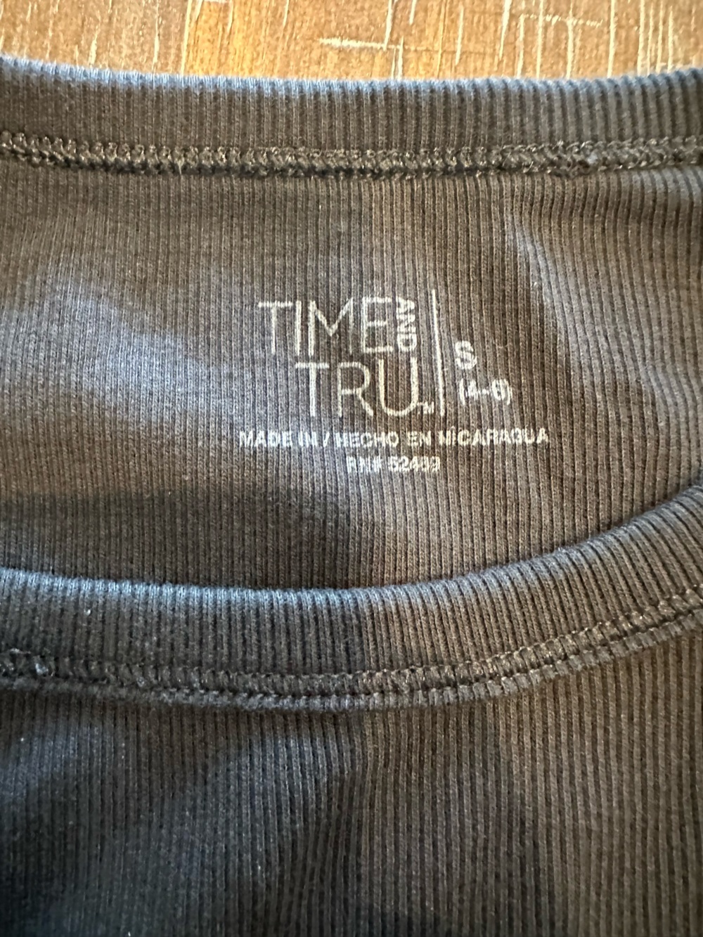 Time and Tru Black Ribbed Shirt